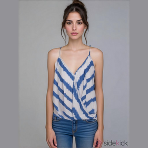 Market & Spruce blue and white striped sleeveless v-neck tunic, size XL, NWT